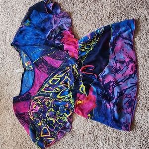 Imagine sz L batwing tie waist neon sheer baby doll top
